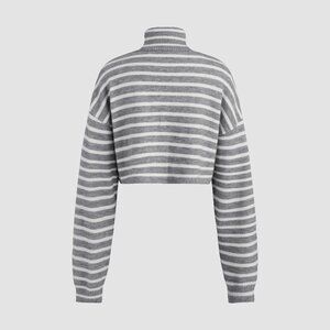 Cider Women's Striped High Neck Oversized Crop Sweater Size L
